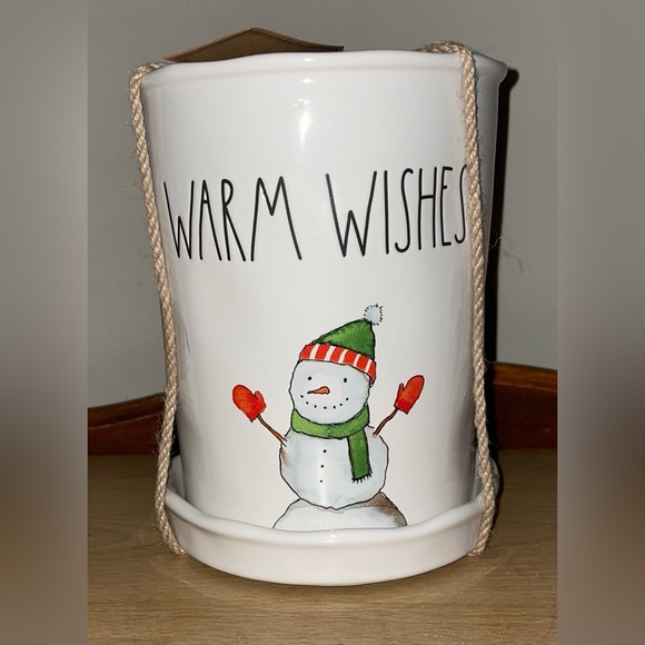 Rae Dunn WARM WISHES Snowman Planter - Picture 3 of 11